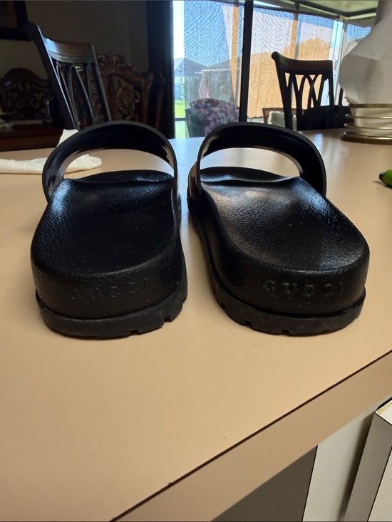 Gucci Black Slide Sandals with Red and Green Stripes main image 5